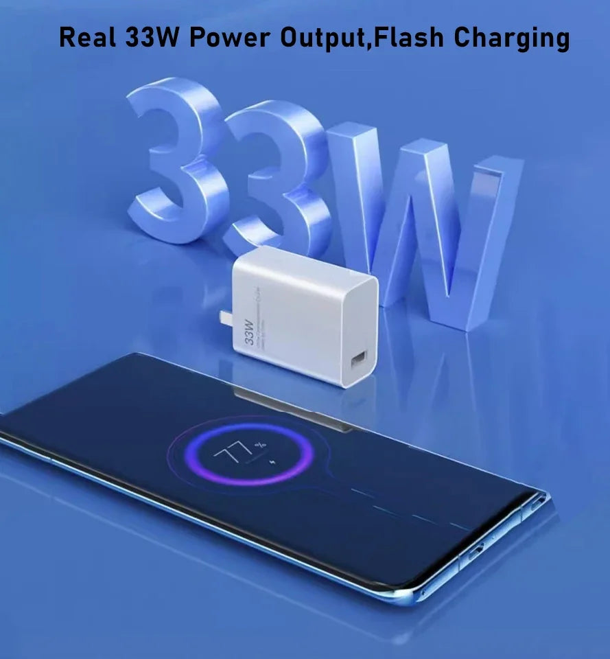 Cargador turbo original Xiaomi de 33 W, carga rápida, adaptador de EE. UU. para Mi 10T, 10S, Poco X5, X3, M5S, F3, Redmi Note 13, 12, Pad Pro, Cargador europeo