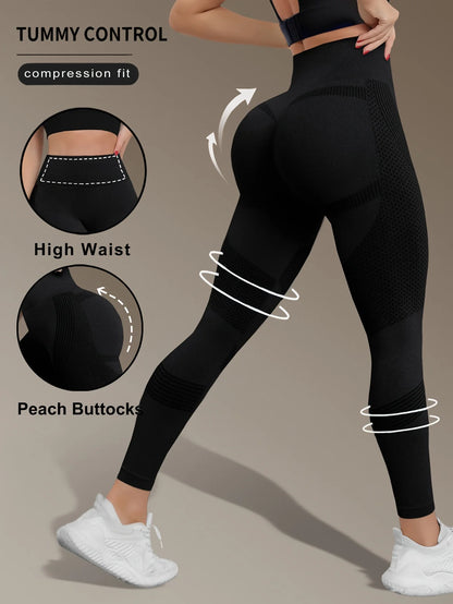 Women's High Waist Seamless Yoga Pants - Quick-Drying、Elastic Sports Pants，Suitable for fitness and training
