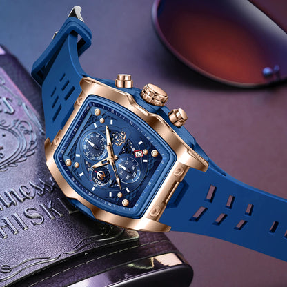 Reloj Masculino LIGE para hombre, reloj de pulsera de cuarzo de lujo resistente al agua, cronógrafo luminoso con fecha, reloj deportivo de silicona para hombre