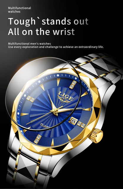 Reloj de lujo LIGE para mujer, moderno, deportivo, para exteriores, luminoso, de cuarzo, con movimiento importado, resistente al agua, de acero inoxidable.