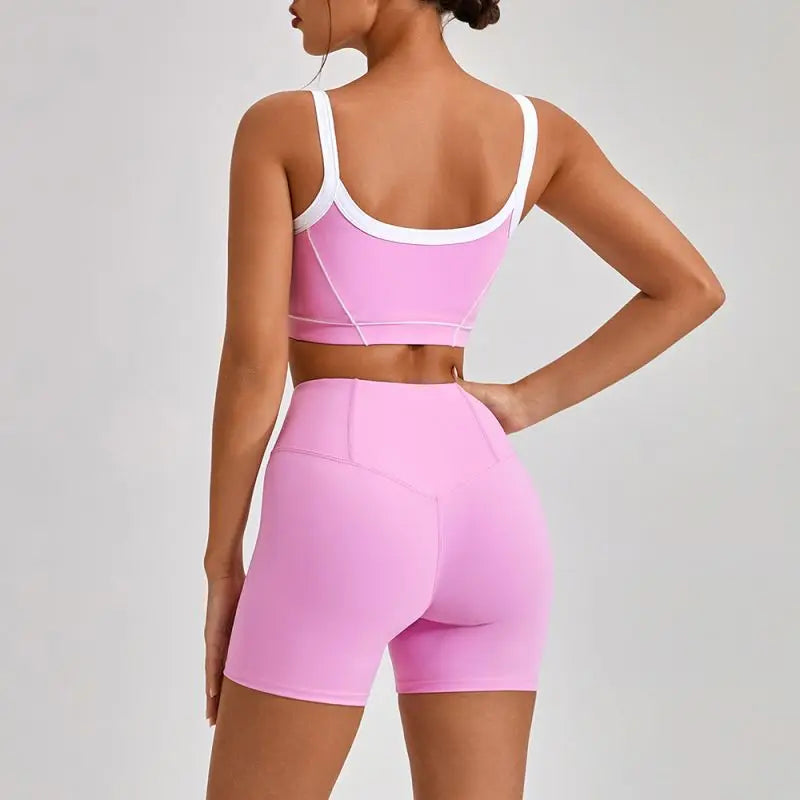 Conjunto deportivo de yoga de verano de 2 piezas con retazos y leggings de cintura alta con abertura para mujer, conjunto de entrenamiento de fitness, chándal deportivo para mujer