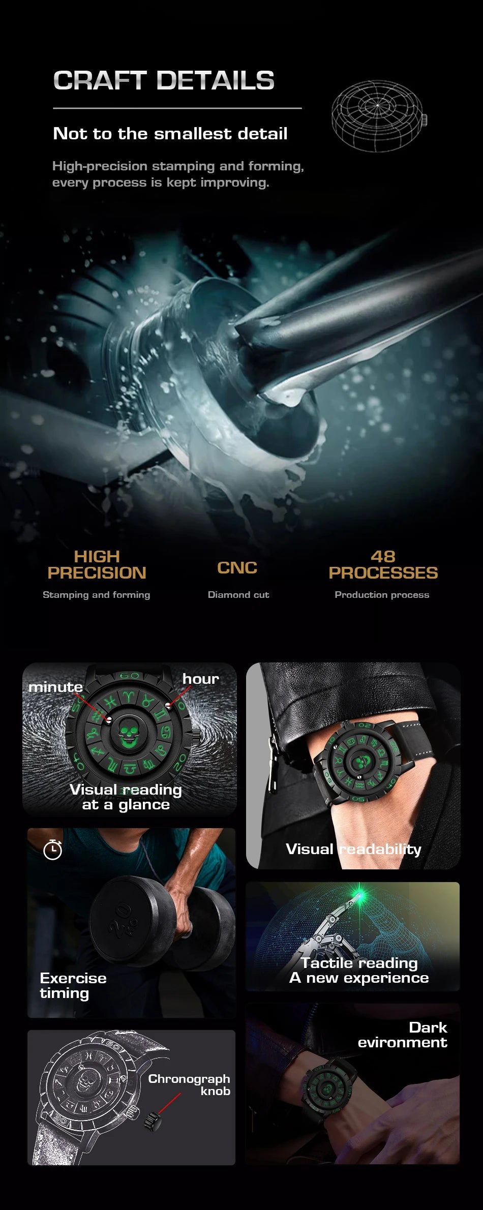 Nuevo reloj de lujo para hombre de la marca original FOXBOX, a la moda, con calavera, puntero deslizante, fuerza magnética, impermeable, de cuarzo.