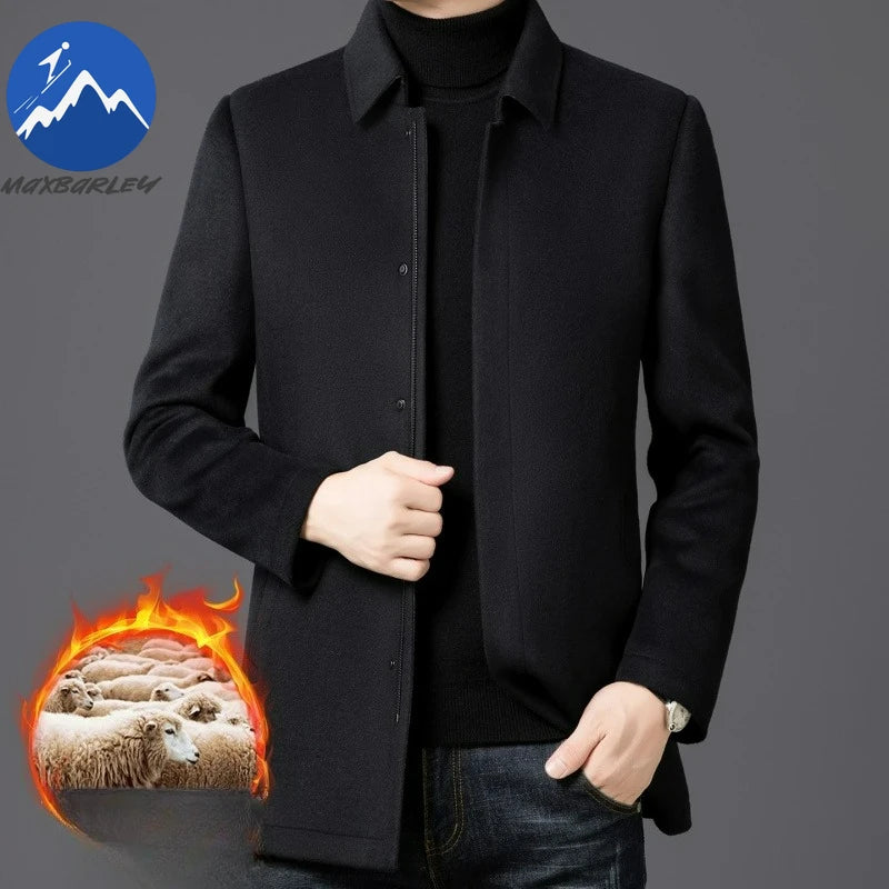 Chaqueta de lana para hombre Maxbarley, estilo moderno, con solapa, ideal para actividades al aire libre, oficina, parka gruesa y cálida, estilo casual y elegante, ligera, perfecta para el invierno.