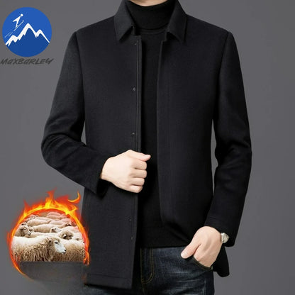 Chaqueta de lana para hombre Maxbarley, estilo moderno, con solapa, ideal para actividades al aire libre, oficina, parka gruesa y cálida, estilo casual y elegante, ligera, perfecta para el invierno.