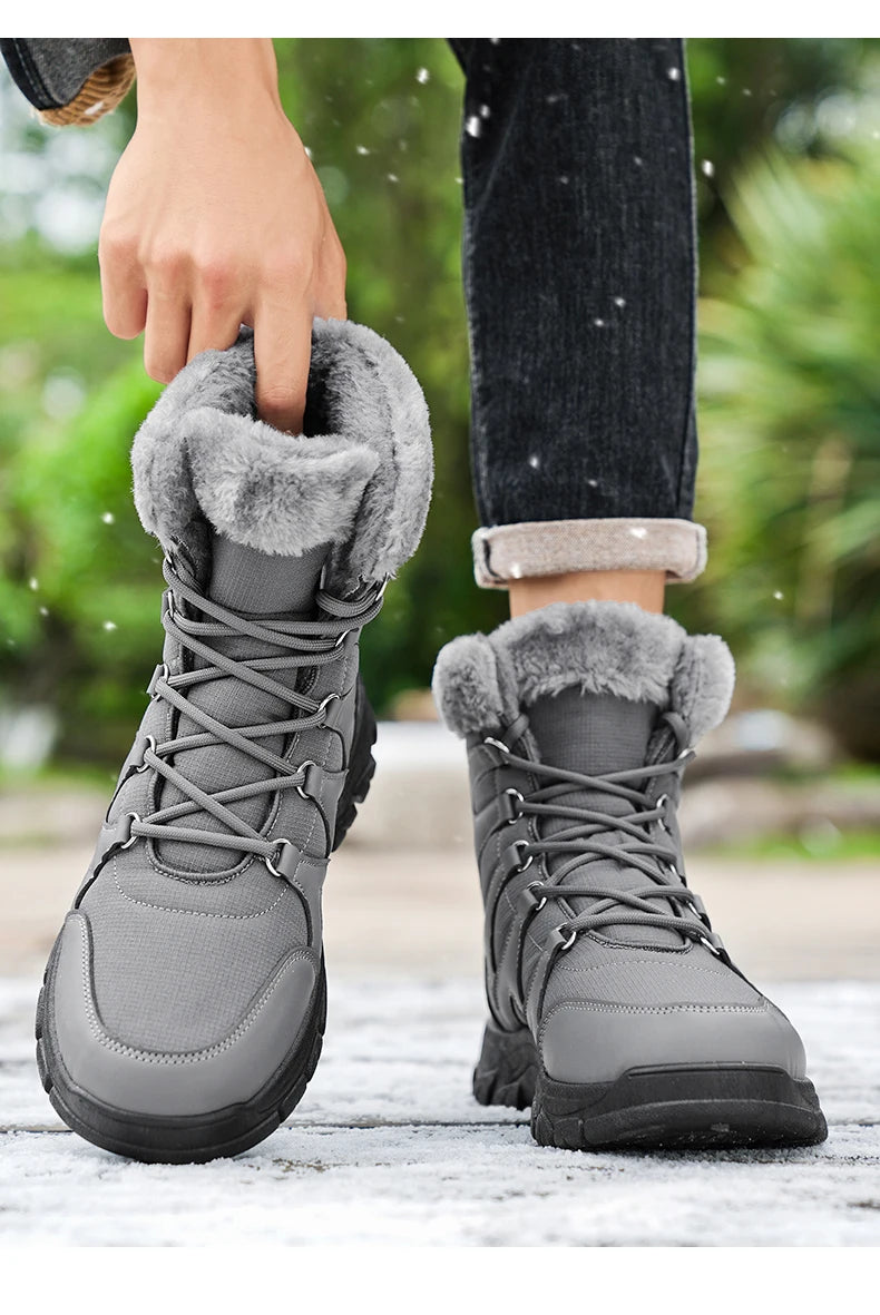 Nuevas botas de invierno para hombre, cálidas y afelpadas, hasta media pantorrilla, para exteriores, antideslizantes, impermeables, para nieve, zapatos de algodón a la moda para hombre.