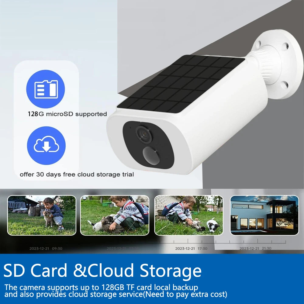 Cámara solar inalámbrica Tuya de 5 MP con wifi, alimentada por batería, para exteriores, 2K, IP66, con sensor PIR, para videovigilancia y seguridad tipo bala.