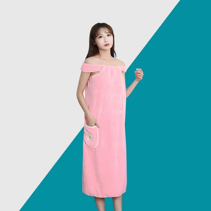 Toalla de baño para el hogar, para mujeres, usable, para adultos, absorbente de agua, poliéster, para cabello seco, falda, estilo largo, para baño, lavable, bata de baño