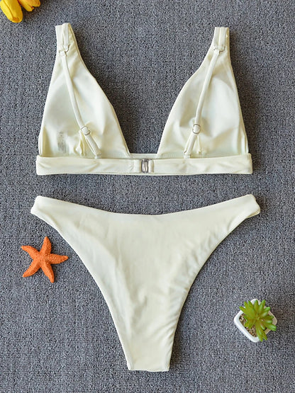 Bikini 2025 Micro Traje de Baño Sexy para Mujer, Traje de Baño Push Up, Conjunto de Bikini de Dos Piezas, Bañador Sólido, Traje de Baño para Mujer.