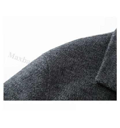 Chaqueta de lana de lujo para hombre Maxbarley, cuello de traje, abrigo ligero y cálido para trabajo, viajes informales, resistente al frío, mezcla de lana para invierno