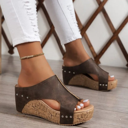 Sandalias de cuña para mujer, elegantes sandalias de verano, huaraches, zapatos de tacón para mujer.