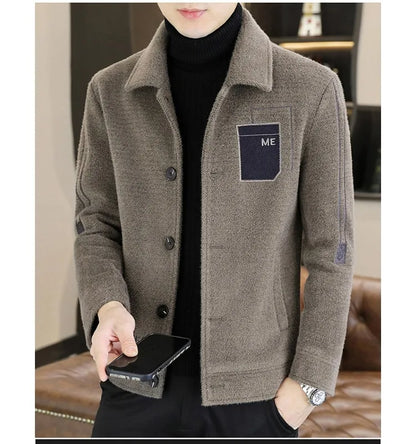 Chaqueta corta de lana Maxbarley para hombre, estilo otoño/invierno, abrigo de trabajo, estilo coreano casual, grueso, moderno y cálido.