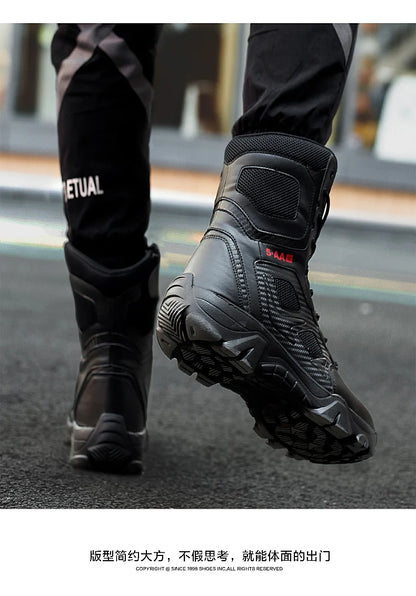 Botas tácticas para hombre, nuevas, de invierno, para combate, hasta el tobillo, antideslizantes, para trabajo, seguridad, botas militares, impermeables, para motocicleta.