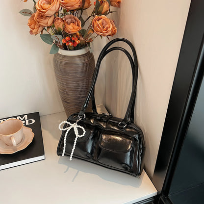 Bolso de hombro con lazo para mujer, edición coreana 2024, moderno y versátil.