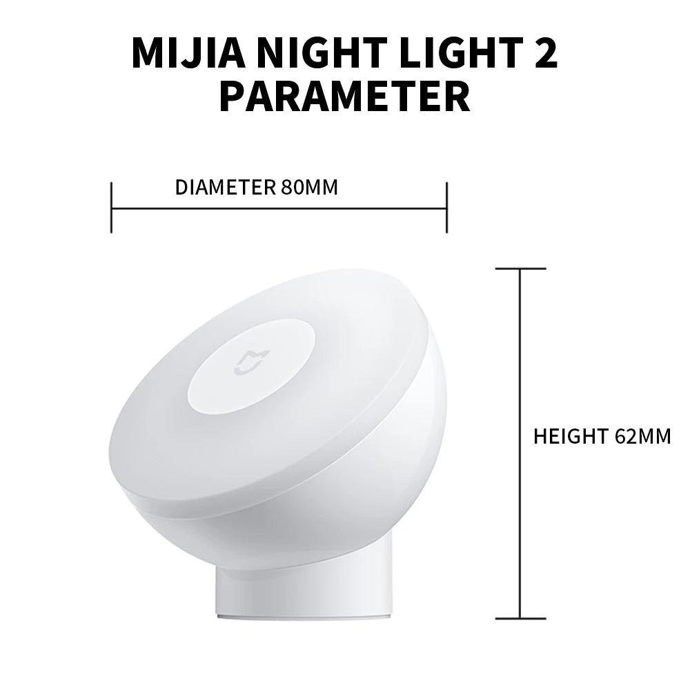 Luz nocturna LED por inducción Xiaomi Mijia, 2 lámparas, brillo ajustable, sensor infrarrojo inteligente de presencia humana con base magnética