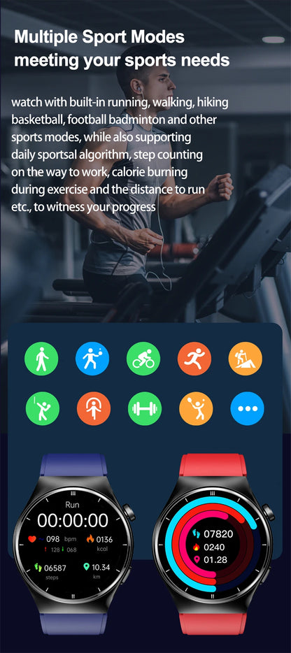 LIGE - Reloj inteligente para hombre de 1,46 pulgadas con terapia láser, control de lípidos, ácido úrico, VFC, llamadas, temperatura, deportivo y bienestar