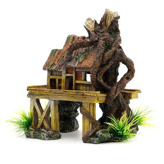 Decoración de acuario, casa de reptiles con peces artificiales, refugio para pecera, paisajismo, adornos de resina para construcción.