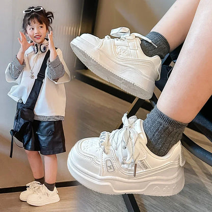 Zapatos para niños, zapatillas de correr antideslizantes, suela suave, cómodas, informales, planas, blancas