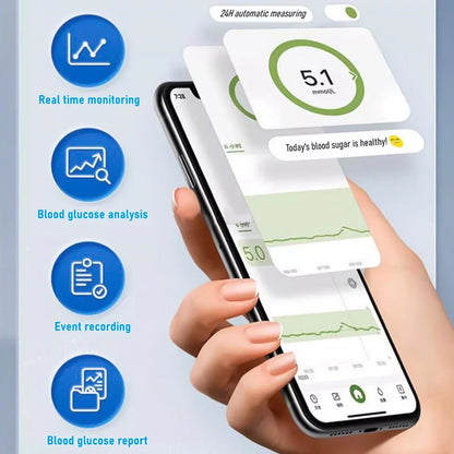 Sensor de glucosa CGM, monitor de glucosa en tiempo real 24 horas, probador, sensor de azúcar para diabetes, lanzador, monitores CGM de salud, sin contacto