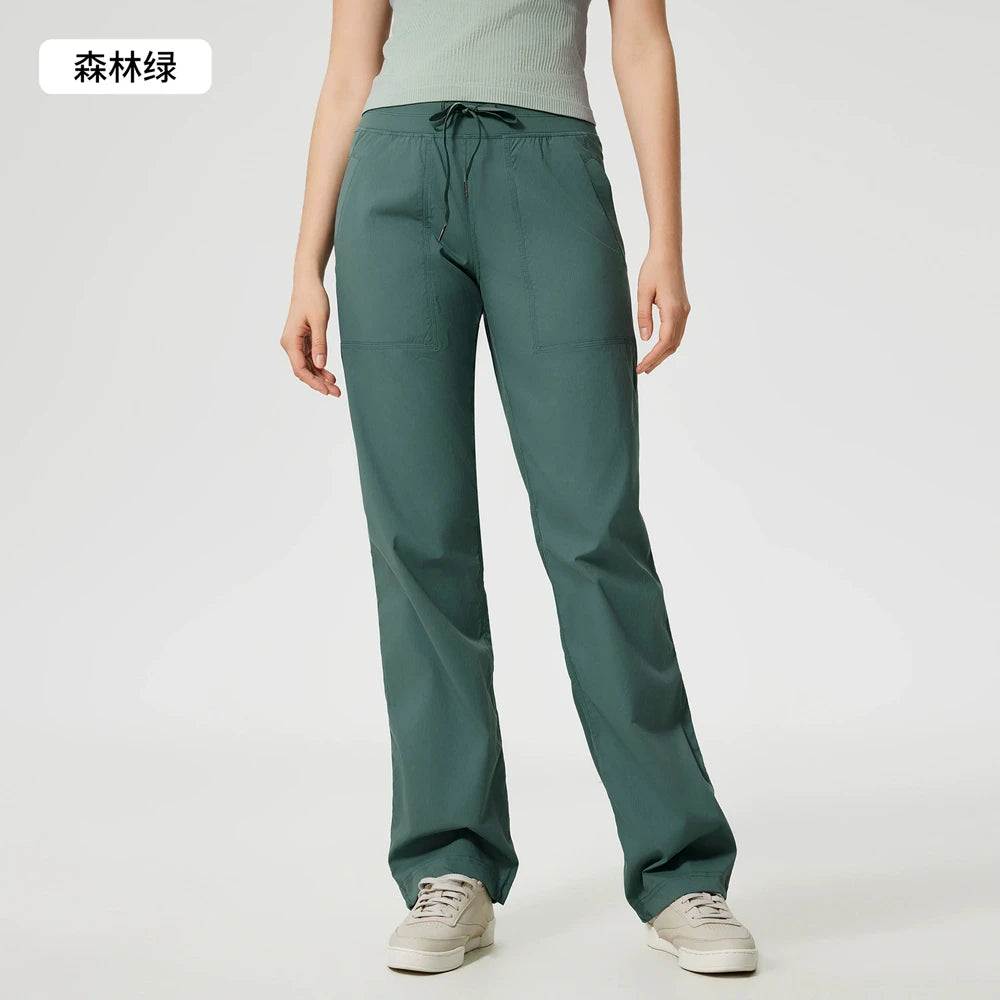 Women Quick Drying Sports Pants Breathable Running Fitness High Waisted Loose Style Wide Leg Casual Yoga Pants Full Length 2025