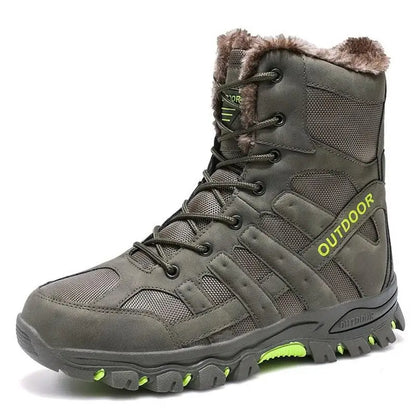 Brand Winter Men's Boots Thick Plush Warm Snow Boots Lace-UP Men Ankle Boots Outdoor Waterproof Men's Motorcycle Boots Size 47