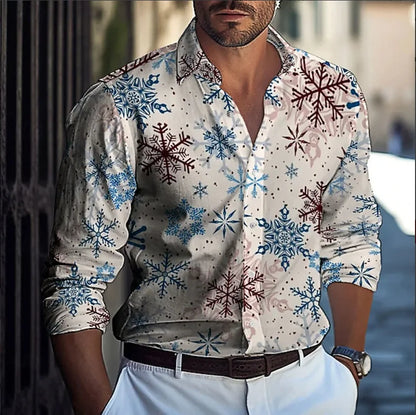 Camisa de hombre abotonada, estilo casual, primavera/verano, estampado 3D de hojas y flores, manga larga, cómoda y a la moda para el día a día.
