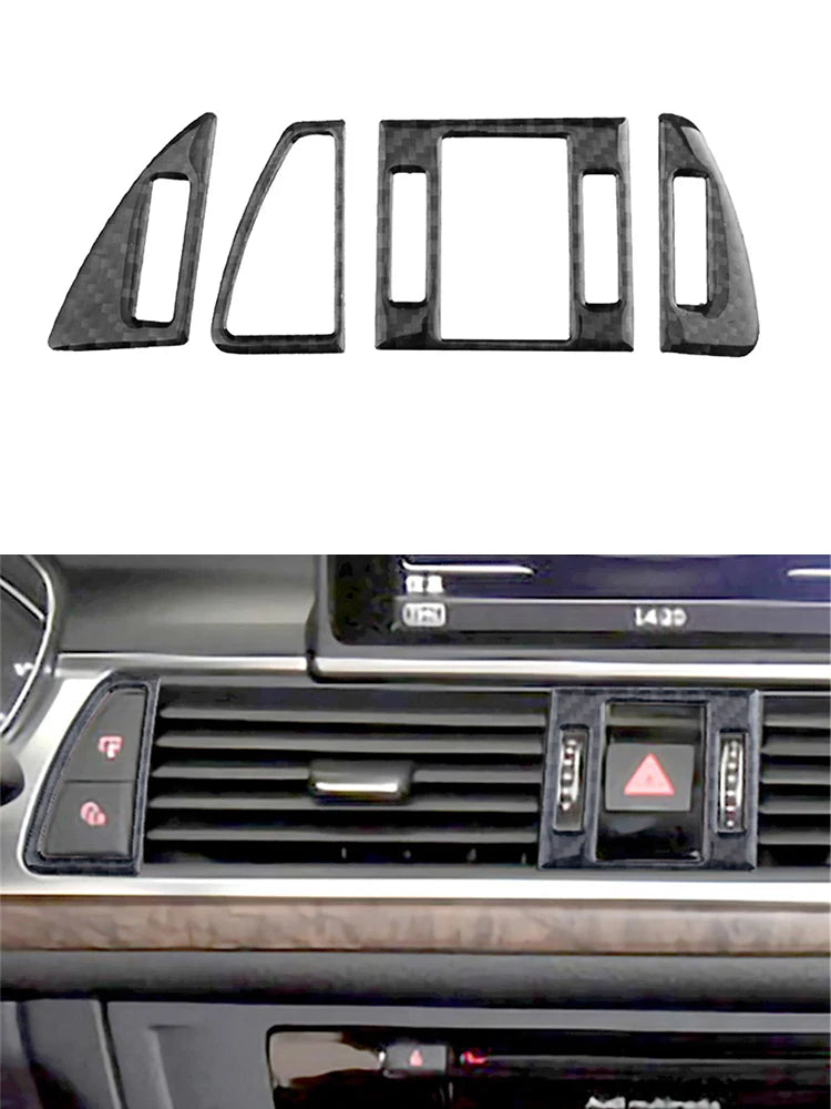 Accesorios decorativos para el interior del coche Audi A6 A7 2012 2013 2014 2015 2016 2017 2018, pegatinas negras de fibra de carbono, embellecedor de cubierta.