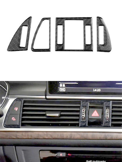 Accesorios decorativos para el interior del coche Audi A6 A7 2012 2013 2014 2015 2016 2017 2018, pegatinas negras de fibra de carbono, embellecedor de cubierta.