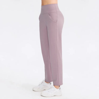 Pantalones deportivos para mujer, estilo casual, para yoga, holgados, de talle alto, elásticos, para entrenamiento físico, rectos, para correr, Yu02334