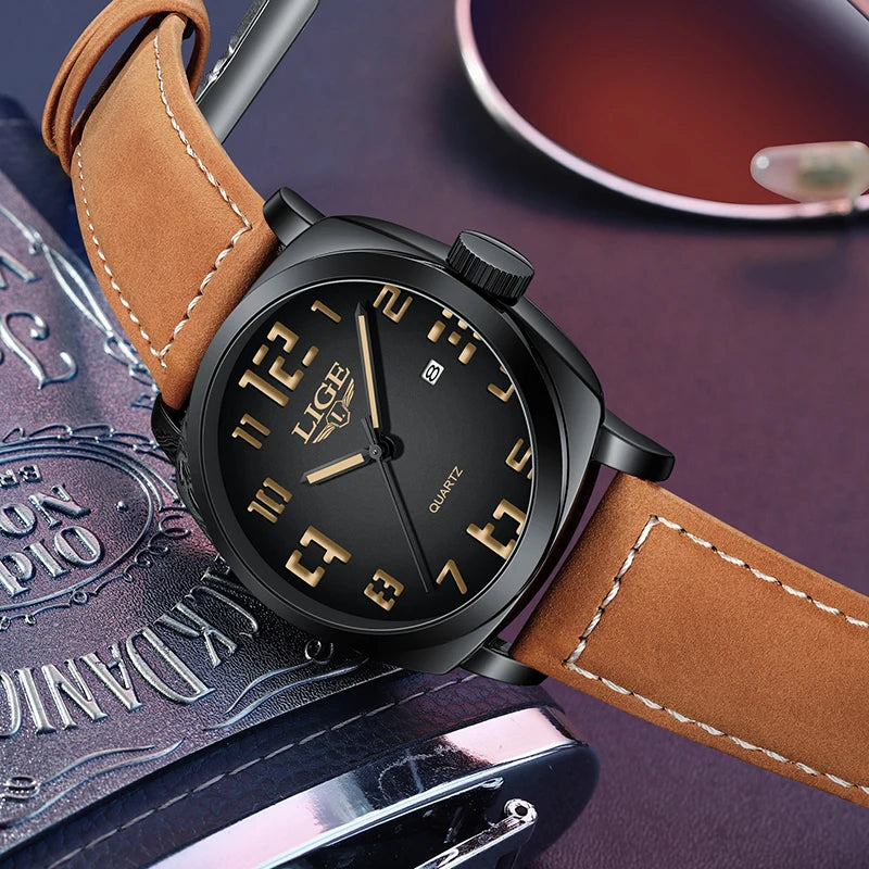 Reloj de hombre LIGE 2025, moda, negocios, casual, cuarzo, resistente al agua 30M, luminoso, fecha, lujo, relojes de pulsera, Reloj Hombre.
