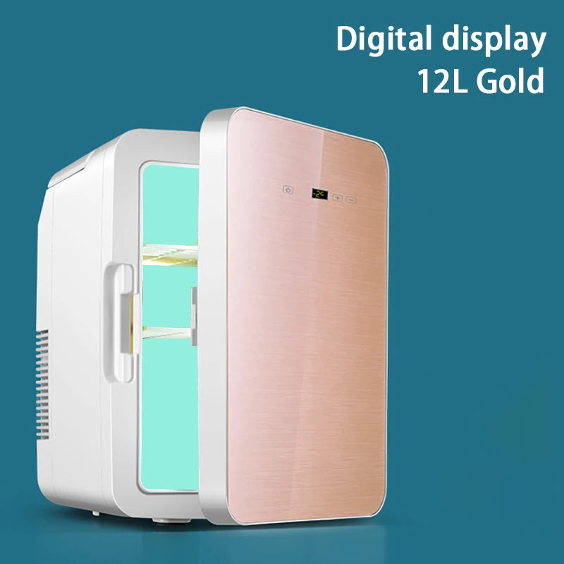 Mini refrigerador portátil de 12 litros para dormitorios de estudiantes, calefacción y refrigeración, cosméticos, coche, hogar, refrigeración y conservación de doble uso.