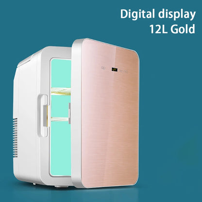 Mini refrigerador portátil de 12 litros para dormitorios de estudiantes, calefacción y refrigeración, cosméticos, coche, hogar, refrigeración y conservación de doble uso.