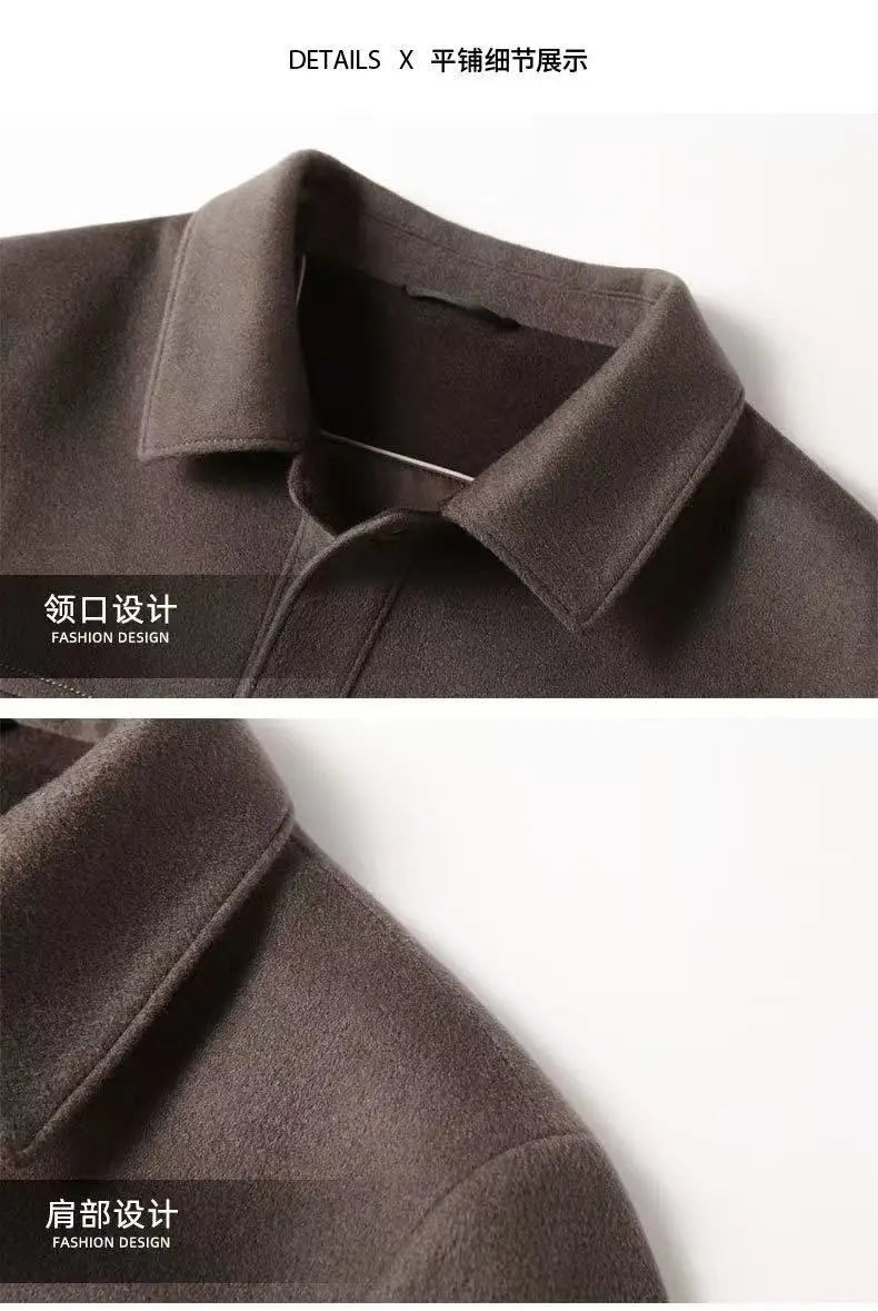 2025 Autumn/Winter New Men's Woolen Coat with 95% Wool Content, Cashmere Warmth, Light Luxury Business Leisure Woolen Coat