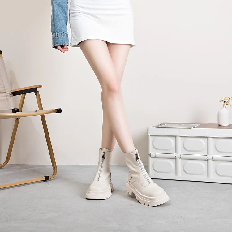 AIYUQI Women Chelsea Boots Genuine Leather 2025 New Warm Winter Boots Women Non Slip British Style Front Zipper Women Booties