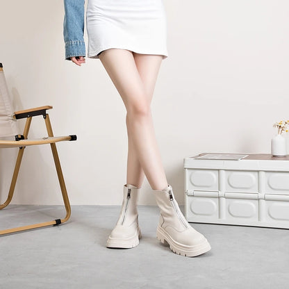 AIYUQI Women Chelsea Boots Genuine Leather 2025 New Warm Winter Boots Women Non Slip British Style Front Zipper Women Booties