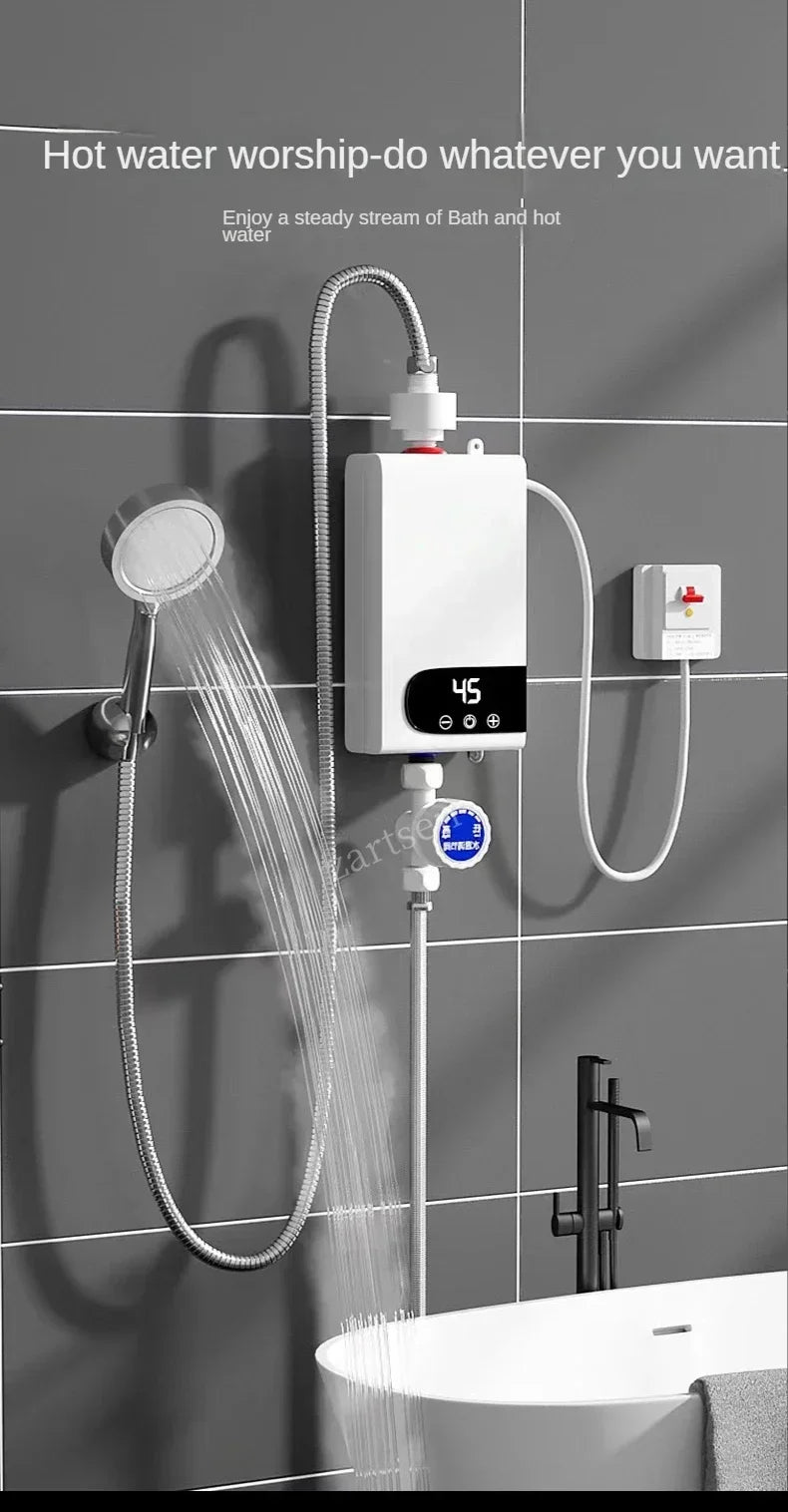 Calentador de agua instantáneo sin tanque 220v con termostato, calentador de inducción, calentadores eléctricos táctiles inteligentes para ducha