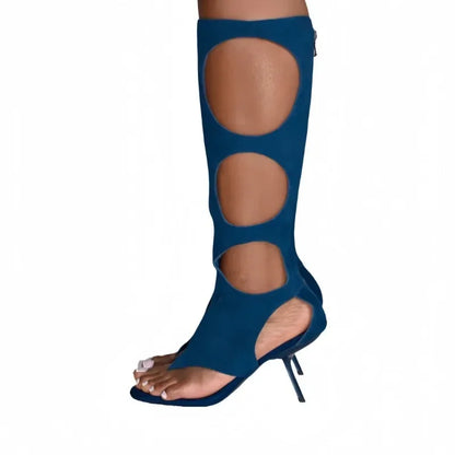 Botas de lujo para mujer (2025) | Tacón de aguja recortado con crin de caballo auténtica y cremallera trasera | Zapatos de vestir para fiestas de noche y club