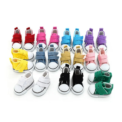 Accesorios BJD 5cm 1/6 Zapatos de muñeca Zapatos hechos a mano para muñecas Mini cordones de lona Accesorios de muñeca Juguetes casuales Regalo para niños