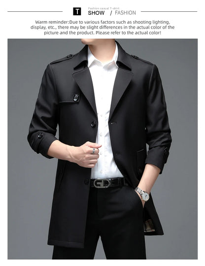 Gabardina de hombre, estilo casual o de negocios, ideal para otoño. Chaqueta larga estilo británico, versátil y con cuello de traje. Nueva prenda urbana.