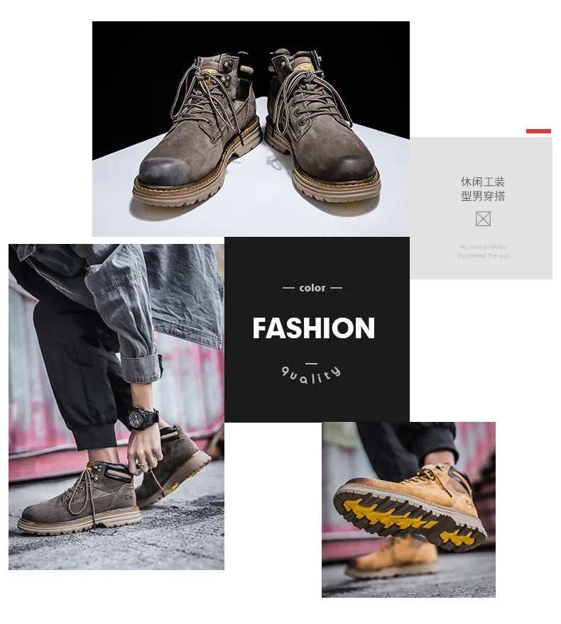 Botas de nieve para hombre, ideales para el invierno. Botas clásicas de caña alta para senderismo, con suela gruesa antideslizante y gran practicidad.