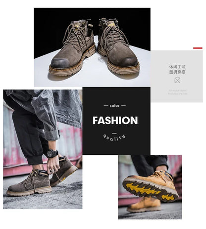 Botas de nieve para hombre, ideales para el invierno. Botas clásicas de caña alta para senderismo, con suela gruesa antideslizante y gran practicidad.