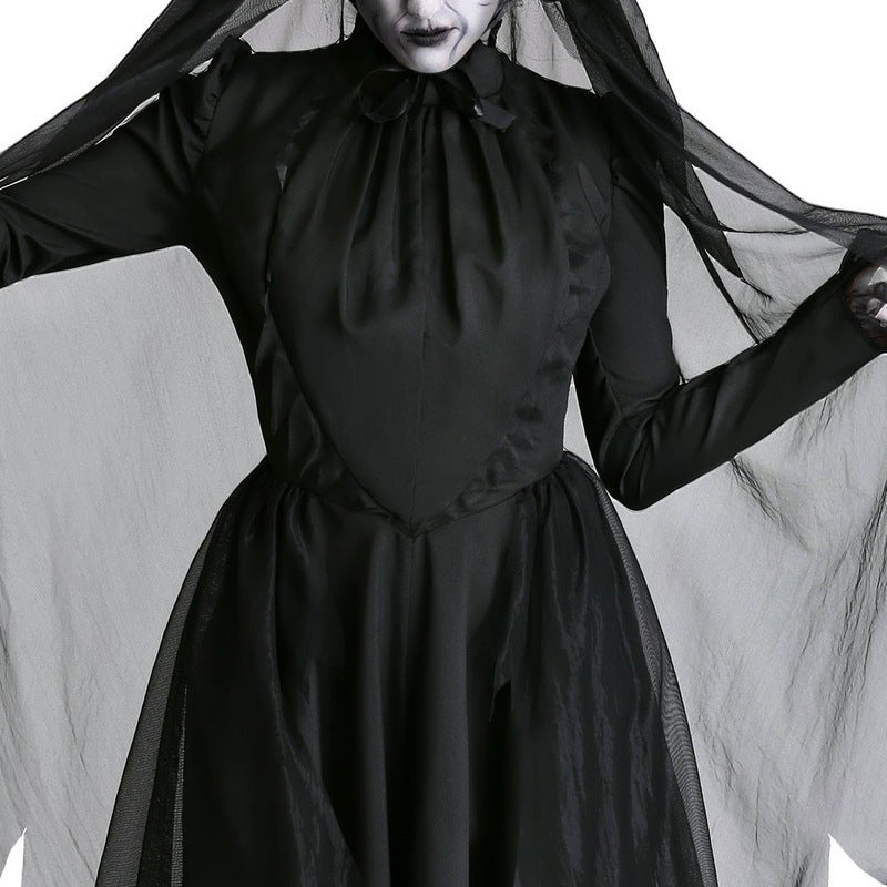 Horror Cosplay Witch Women Scary Zombie Vampire Halloween Carnival Costume Spooky Ghost Medieval Hooded Cape Day of The Dead