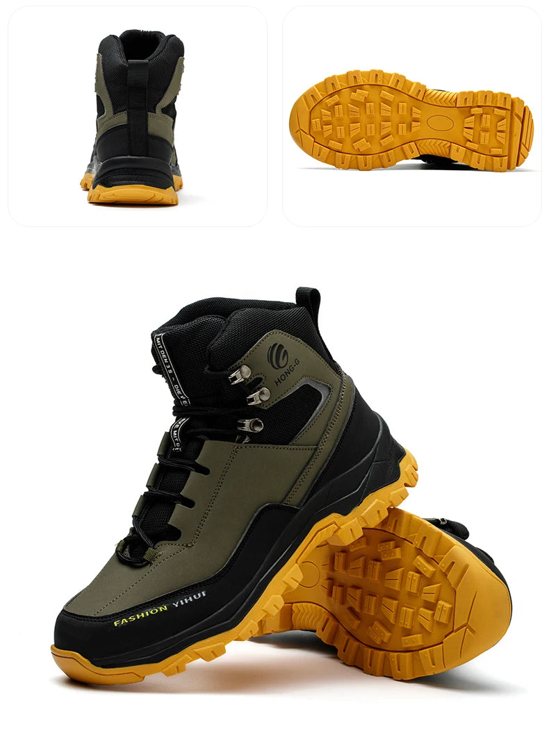 Botas de seguridad para hombre con puntera de acero, antigolpes y resistentes a perforaciones, de calidad europea.