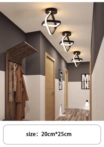 Lámpara de techo LED moderna de 2 anillos con diseño creativo. Ideal para interiores: pasillo, balcón, oficina.