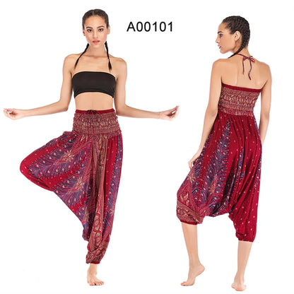 Bohemian Pants Women Pantalones Mujer Hippie High Waist Rayon Harem Baggy Boho Yoga Beach Wear Pour Femme Calca Feminina Printed