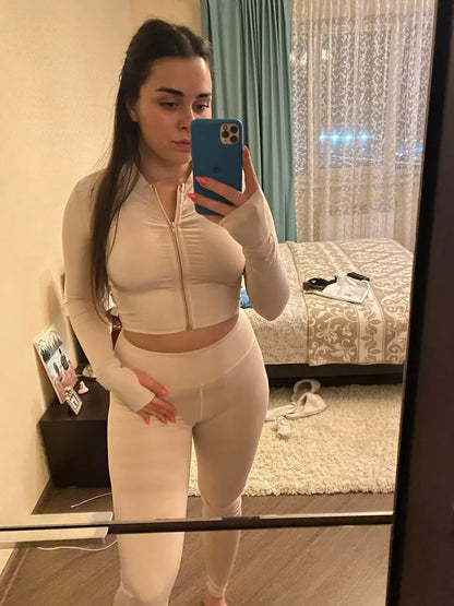 Conjunto deportivo para mujer, chándal, oferta de liquidación, traje de yoga para fitness 2025, ropa deportiva para mujer, ropa deportiva para pilates, caqui, XL, L