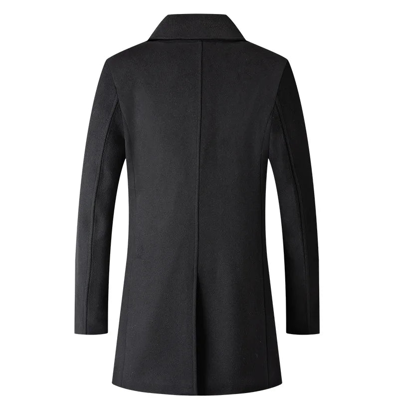 Abrigo cruzado para hombre, estilo marinero, chaqueta de lana, solapa larga, gabardina, cortavientos de invierno, moda masculina