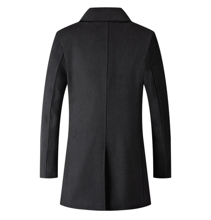 Abrigo cruzado para hombre, estilo marinero, chaqueta de lana, solapa larga, gabardina, cortavientos de invierno, moda masculina