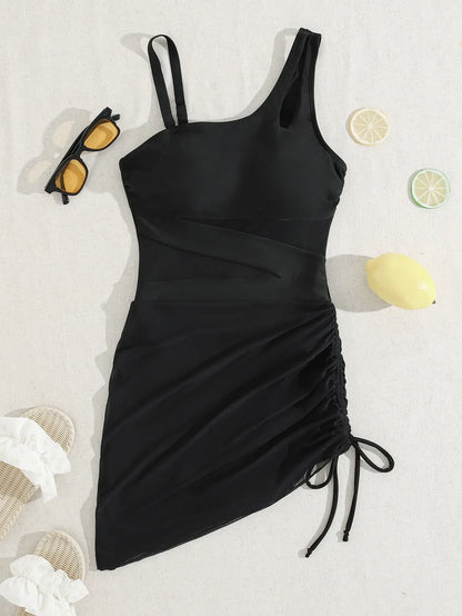 Sexy Women One-Piece Bikini Swimsuit  New Hollow Out Swimwear Women's Fashion Mesh Splicing Beachwear Set