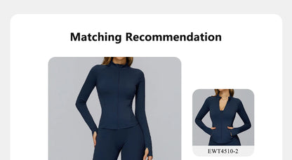 Conjunto deportivo Hearuisavy para mujer, chaqueta deportiva de manga larga con cremallera y bolsillos, ropa exterior ajustada de secado rápido para correr, pantalones de yoga de cintura alta