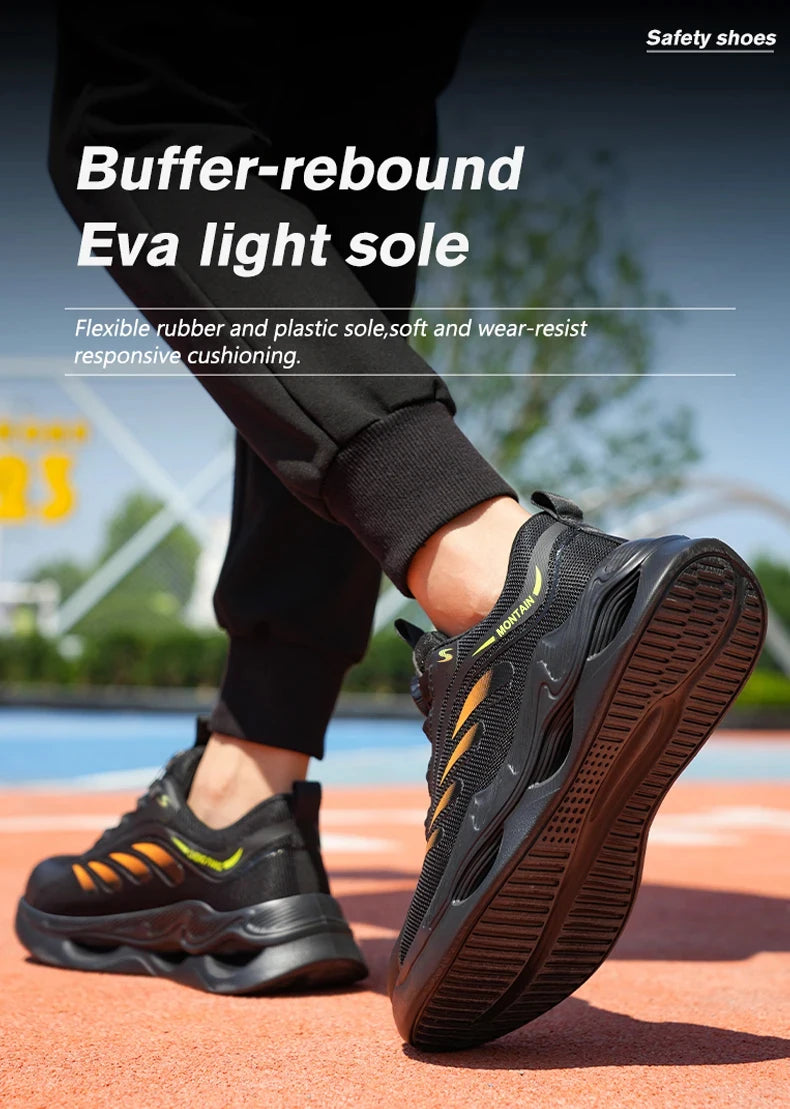 Zapatos de seguridad para hombre, zapatos de trabajo para hombre, zapatos transpirables, antideslizantes, con puntera de acero y antiperforación, zapatos de moda para hombre, zapatos deportivos para hombre.